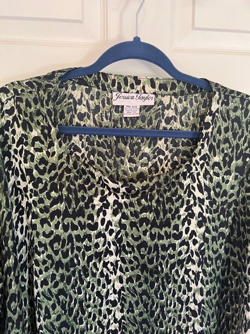 Vintage Jessica Taylor Green Tiger Animal Print Kaftan Dress Muumuu Caftan Maxi - Picture 7 of 9